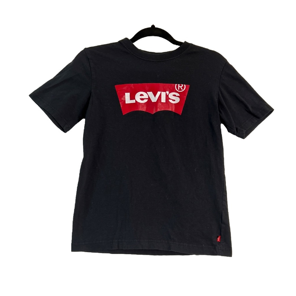 New Boys' Levi's Logo Graphic Black Short Sleeve Tee 100% Cotton Size Large